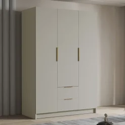 Armadio 150x216h cm 3 ante battenti 2 cassetti beige cashmere Ampy