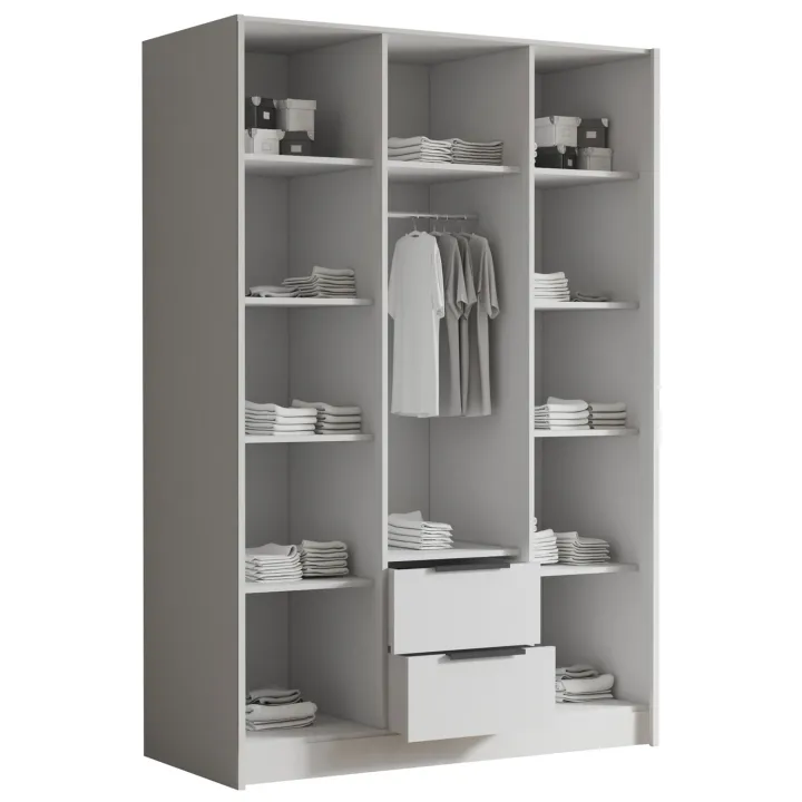 Armadio 150x216h cm 3 ante battenti 2 cassetti rovere Ampy