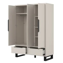 Armadio 145x210h cm 3 ante battenti 2 cassetti beige cashmere Petra