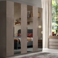 Armadio 275x240h cm 6 ante battenti con specchio marrone bronzo Sparkly