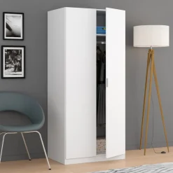 Armadio 81x180h cm 2 ante battenti moderno bianco opaco Oz