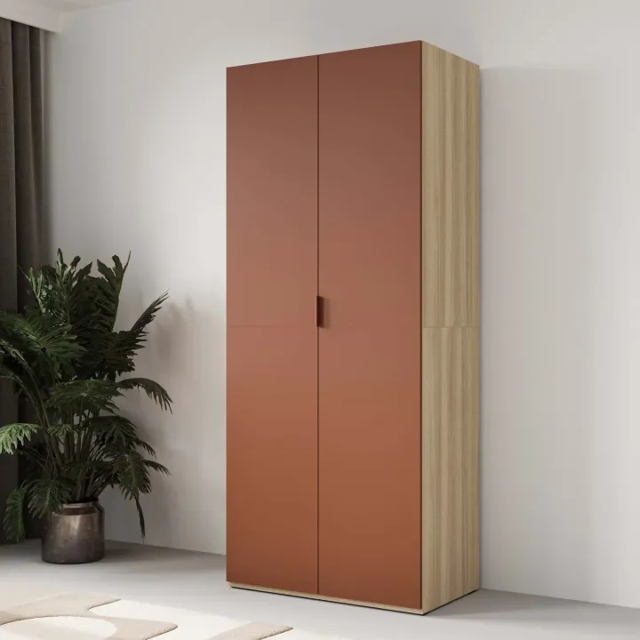 Armadio 90x215h cm 2 ante battenti rosso mattone rovere Niman