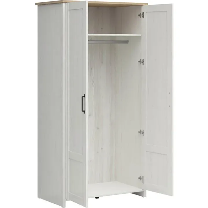 Armadio 102x201h cm 2 ante bianco frassinato rovere Lars