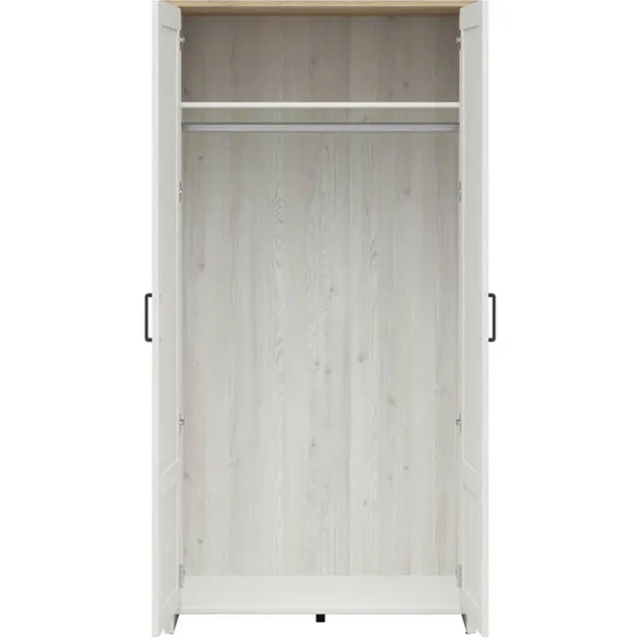 Armadio 102x201h cm 2 ante bianco frassinato rovere Lars
