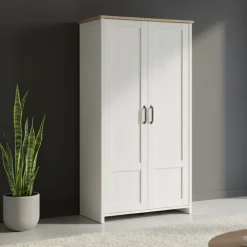 Armadio 102x201h cm 2 ante bianco frassinato rovere Lars