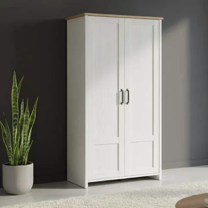 Armadio 102x201h cm 2 ante bianco frassinato rovere Lars