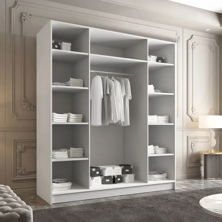 Armadio 200x215h cm 4 ante bianco lucido nero Glammy 4
