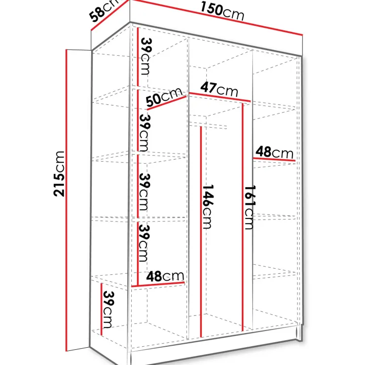 Armadio 150x215h cm 3 ante bianco lucido oro Glammy 3
