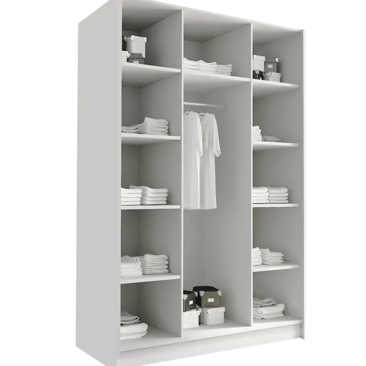 Armadio 150x215h cm 3 ante bianco lucido nero Glammy 3