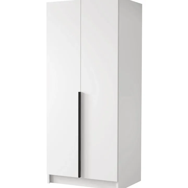 Armadio 100x215h cm 2 ante bianco lucido nero Glammy 2