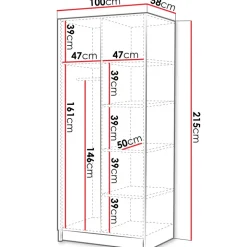 Armadio 100x215h cm 2 ante bianco lucido nero Glammy 2