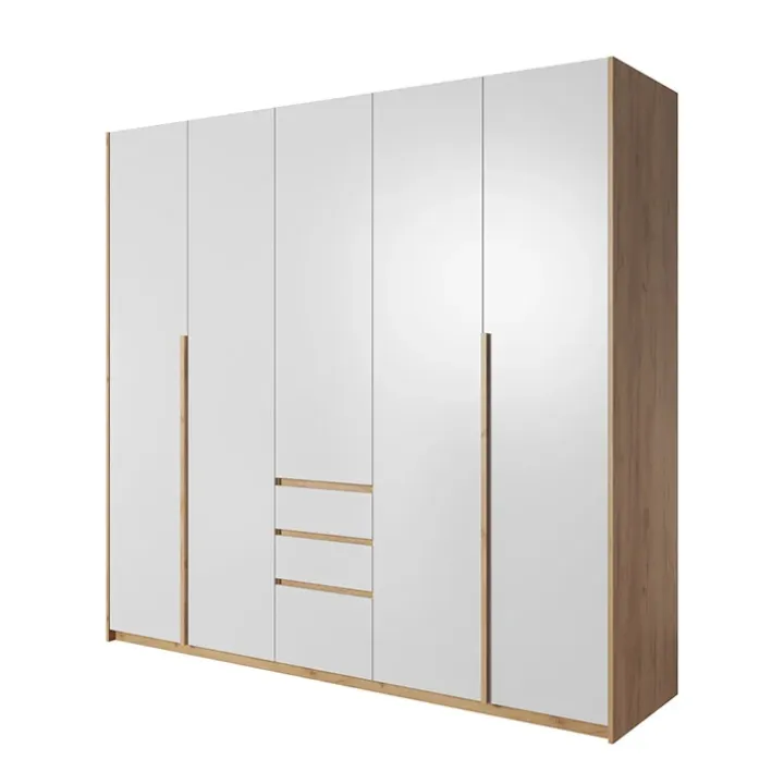 Armadio 225x215h cm 5 ante 3 cassetti bianco rovere Sweet