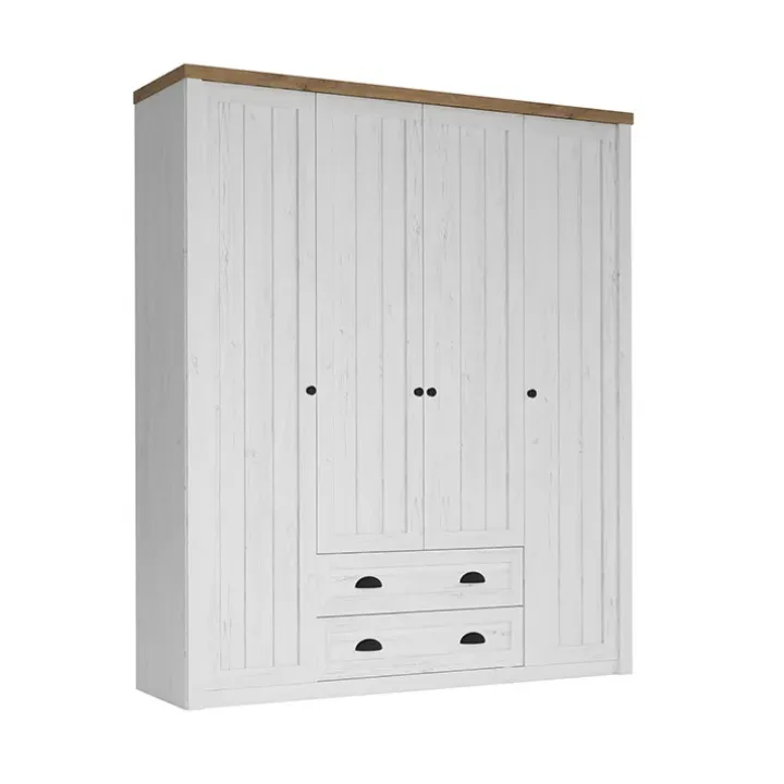 Armadio 171x198h cm 4 ante 2 cassetti bianco frassinato rovere Provenza