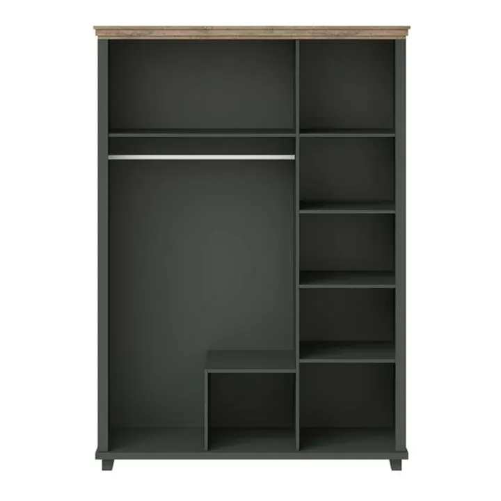 Armadio 154x216h cm 3 ante 2 cassetti con specchio verde quercia Texel