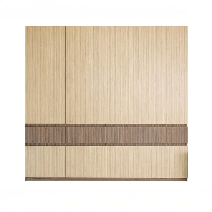 Armadio 220x211h cm 8 ante 4 cassetti rovere chiaro e rovere scuro Pitigliano