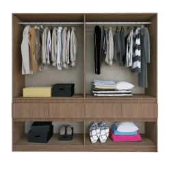 Armadio 220x211h cm 8 ante 4 cassetti rovere chiaro e rovere scuro Pitigliano