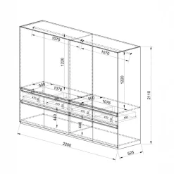 Armadio 220x211h cm 8 ante 4 cassetti rovere chiaro e rovere scuro Pitigliano