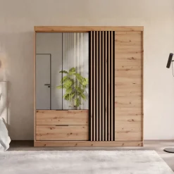 Armadio 203x213h cm 3 ante 2 cassetti rovere Stiky