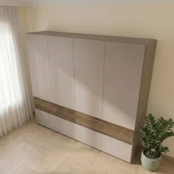 Armadio 220x211h cm 8 ante 4 cassetti tortora noce Raymonda