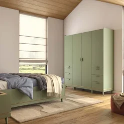Armadio 190x215h cm 4 ante 6 cassetti verde salvia Yu
