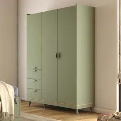 Armadio 144x215h cm 3 ante 3 cassetti verde salvia Yu