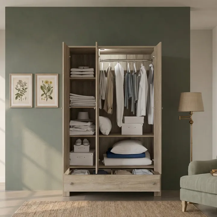Armadio 124x180h cm 3 ante 1 cassetto rovere sonoma Londra