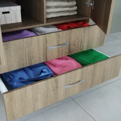 Armadio 80x191h cm 2 ante con cassetti moderno rovere sonoma Carlino