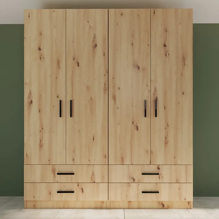 Armadio 80x191h cm 2 ante con cassetti moderno rovere rustico Carlino