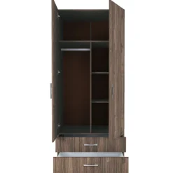 Armadio 80x191h cm 2 ante con cassetti moderno noce Carlino