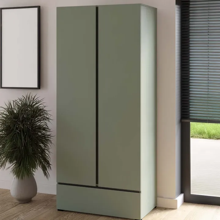 Armadio 89x210h cm 2 ante con cassetto verde Lolla