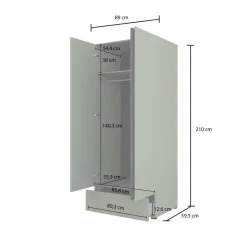 Armadio 89x210h cm 2 ante con cassetto verde Lolla