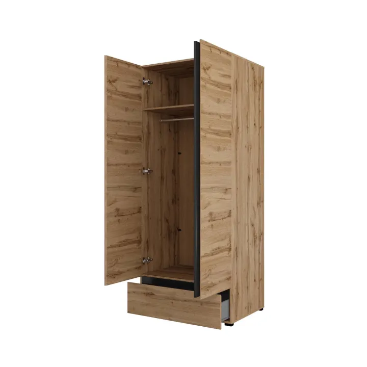 Armadio 89x210h cm 2 ante con cassetto rovere Lolla
