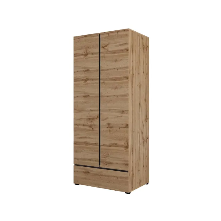 Armadio 89x210h cm 2 ante con cassetto rovere Lolla