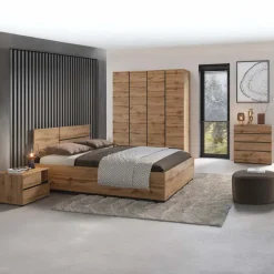 Armadio 180x210h cm 4 ante con 2 cassetti rovere Lolla