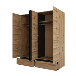 Armadio 180x210h cm 4 ante con 2 cassetti rovere Lolla