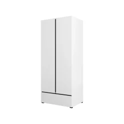 Armadio 89x210h cm 2 ante con cassetto bianco opaco Lolla