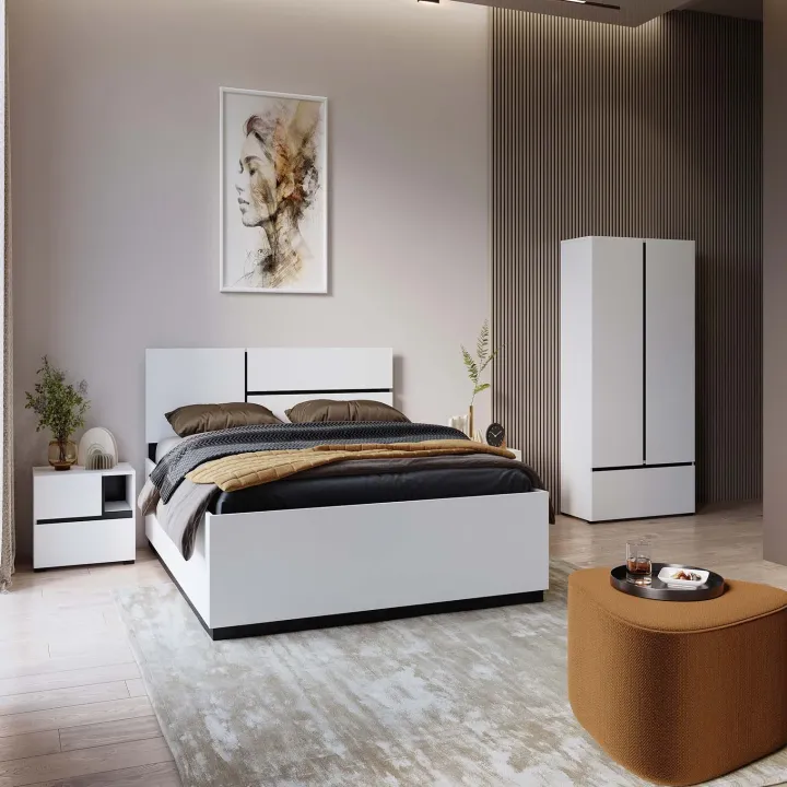 Armadio 89x210h cm 2 ante con cassetto bianco opaco Lolla