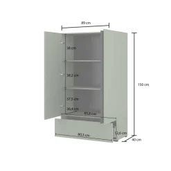 Armadio 89x150h cm 2 ante con cassetto bianco opaco Lolla