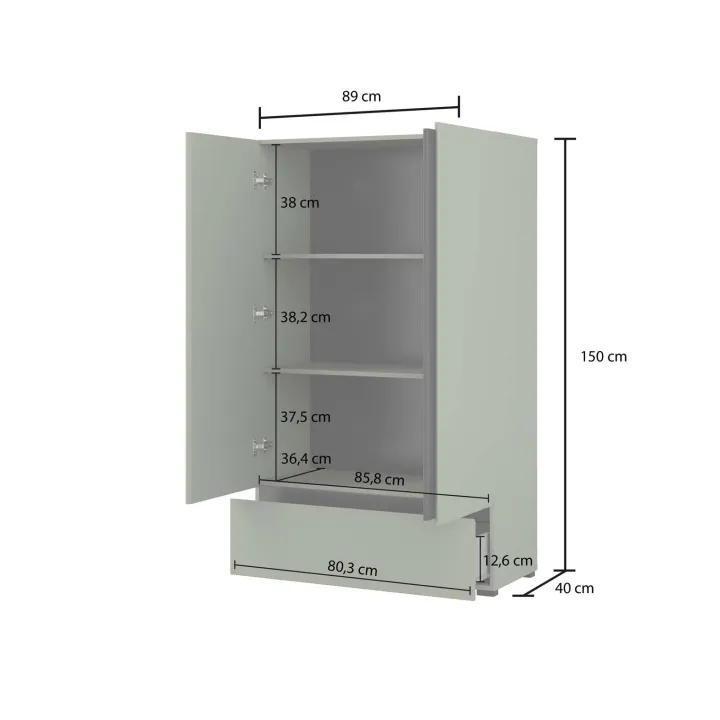 Armadio 89x150h cm 2 ante con cassetto bianco opaco Lolla