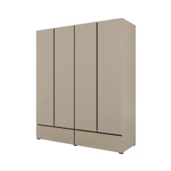 Armadio 180x210h cm 4 ante con 2 cassetti tortora Lolla