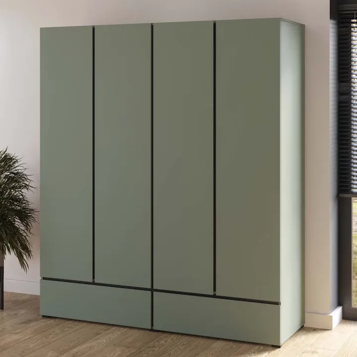 Armadio 180x210h cm 4 ante con 2 cassetti verde Lolla