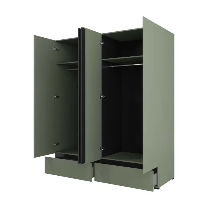 Armadio 180x210h cm 4 ante con 2 cassetti verde Lolla