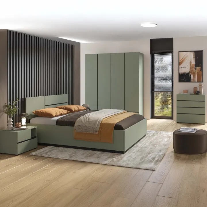 Armadio 180x210h cm 4 ante con 2 cassetti verde Lolla