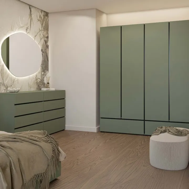Armadio 180x210h cm 4 ante con 2 cassetti verde Lolla
