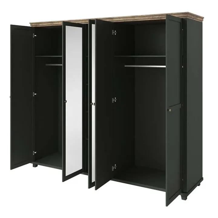 Armadio 246x216h cm 5 ante con specchio verde quercia Texel