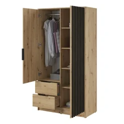 Armadio 105x200h cm 2 ante con specchio quercia nero Miller