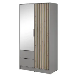 Armadio 105x200h cm 2 ante con specchio grigio quercia Miller