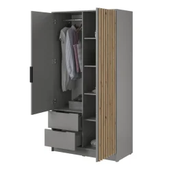 Armadio 105x200h cm 2 ante con specchio grigio quercia Miller