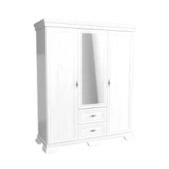 Armadio 158x193h cm 3 ante con specchio 2 cassetti shabby bianco frassinato Kelly