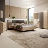 Armadio 220x211h cm 4 ante con specchio rovere antracite Rubik